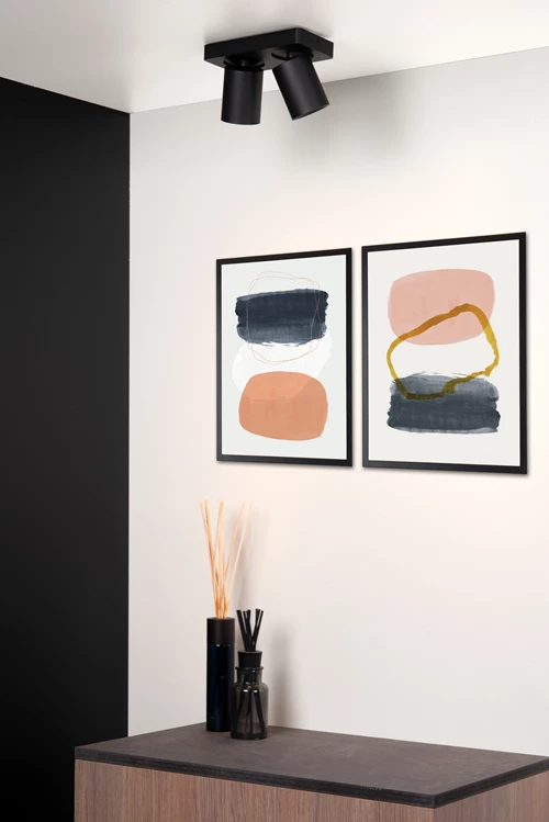 Lucide NIGEL - Ceiling spotlight - LED Dim to warm - GU10 - 2x5W 2200K/3000K - Black - atmosphere 1